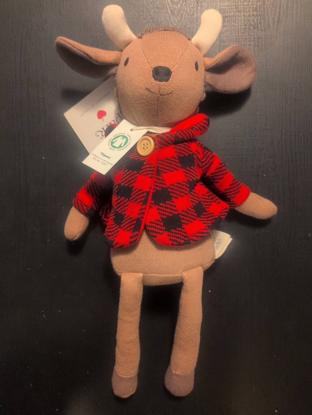 Apple Park Organic Cotton Plush Romeo Buffalo Plaid Jacket NWT Stuffed Animal